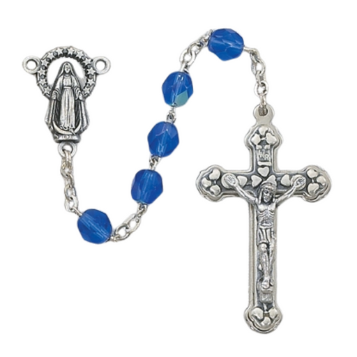 6mm Sapphire Beads Blessed Virgin Mary Rosary - September Rosary Catholic Gifts Catholic Presents Rosary Gifts