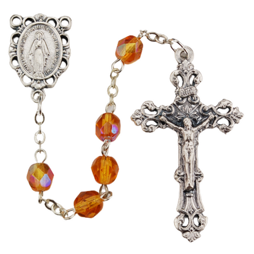 6mm Topaz Beads Miraculous Medal Rosary - November  Rosary Catholic Gifts Catholic Presents Rosary Gifts
