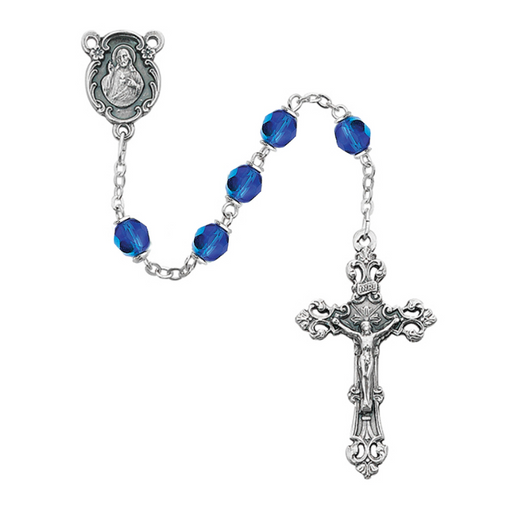 6mm Zircon Beads Sacred Heart Rosary - December