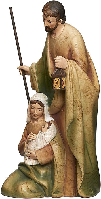 8.5"H Stained Wood Holy Family Figurine