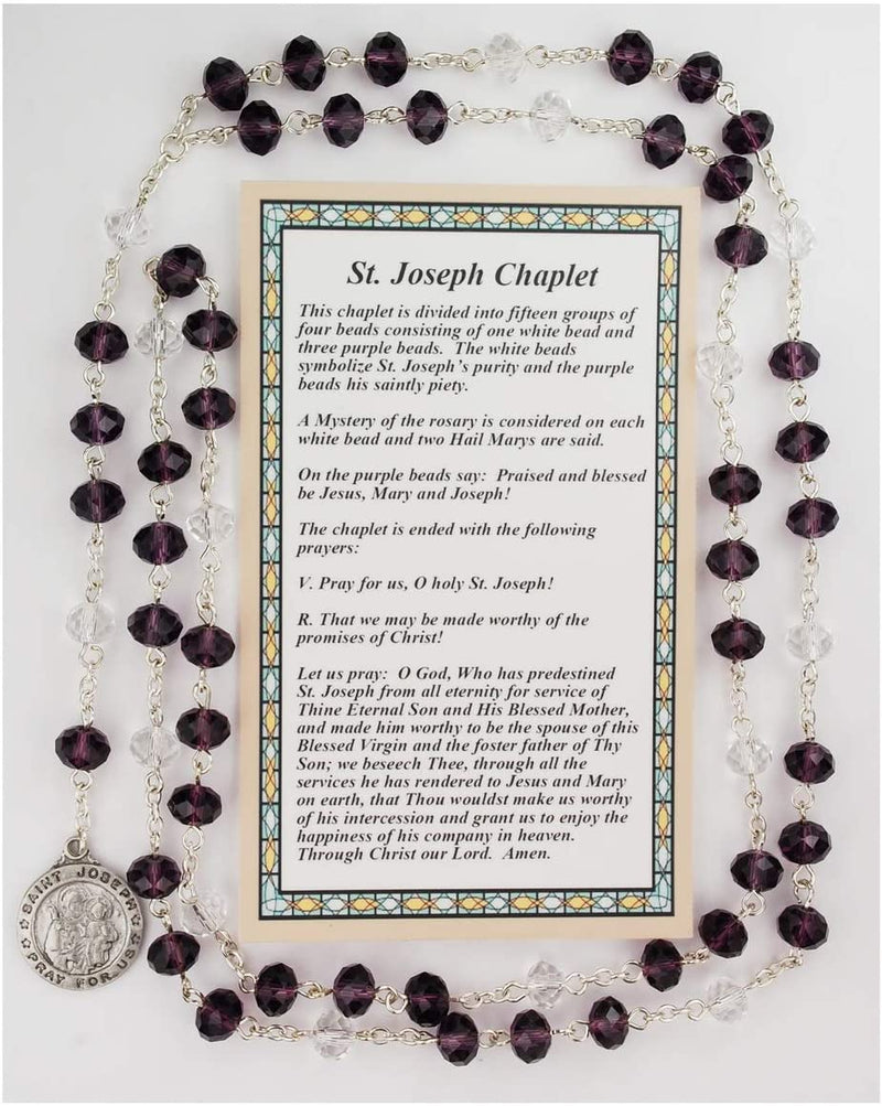 St. Joseph Chaplet with Amethyst Crystal Beads and St. Joseph Medal
