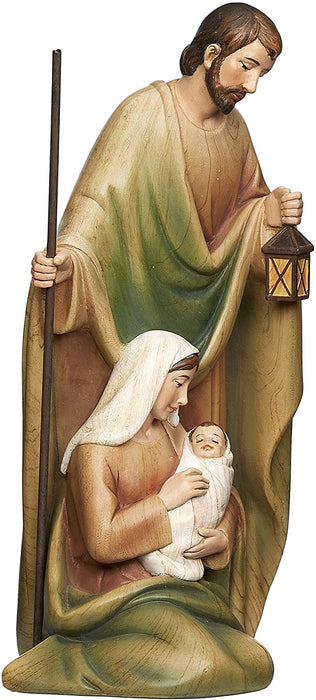 8.5"H Stained Wood Holy Family Figurine