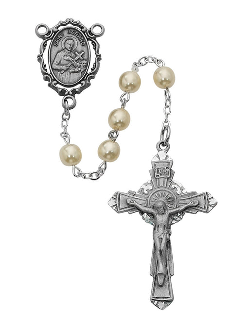 St. Gerard Rosary with 6mm Pearl Beads