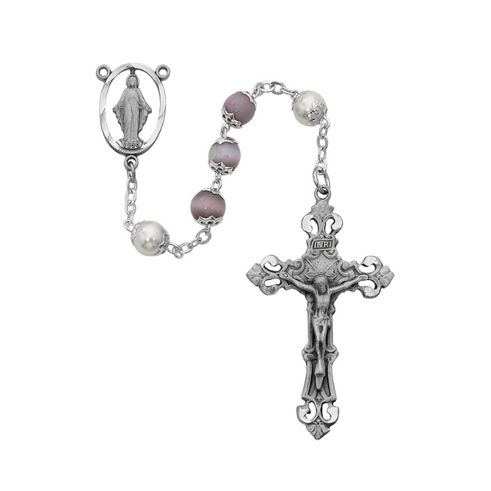 7mm Amethyst and Pearl Miraculous Medal Rosary Rosary Catholic Gifts Catholic Presents Rosary Gifts