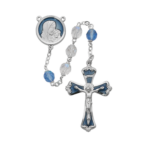 7mm Light Blue Beads Madonna and Child Rosary Rosary Catholic Gifts Catholic Presents Rosary Gifts