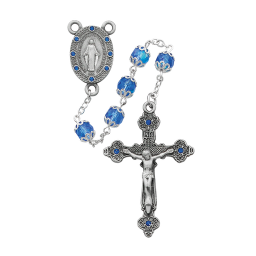 7mm Blue Beads with Blue Stones on Miraculous Medal Rosary Rosary Catholic Gifts Catholic Presents Rosary Gifts