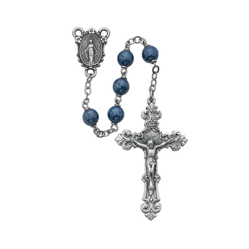 7mm Blue Glass Beads Miraculous Medal Rosary Rosary Catholic Gifts Catholic Presents Rosary Gifts