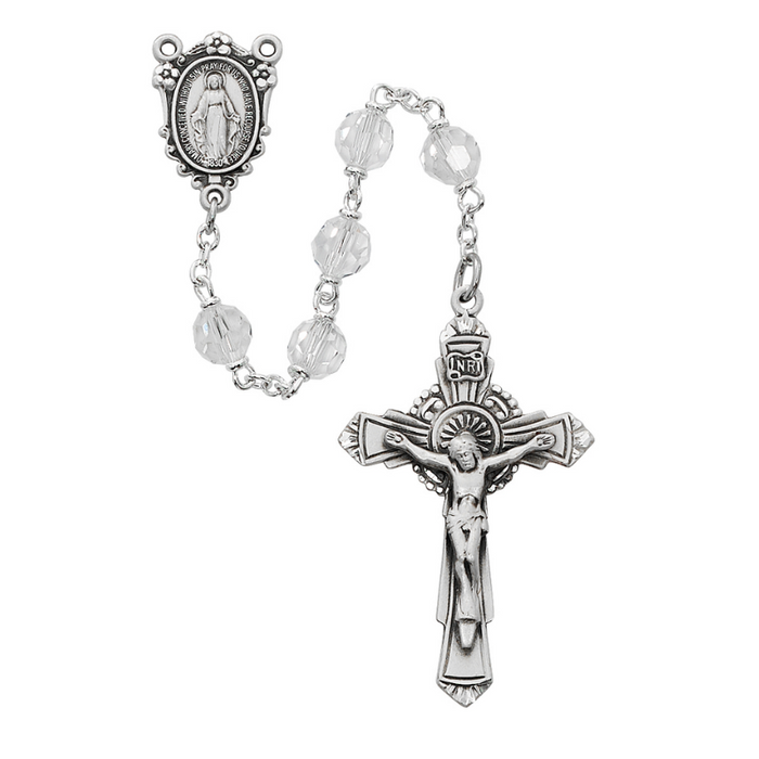 7mm Crystal Tin Cut Sterling Silver Miraculous Medal Rosary Rosary Catholic Gifts Catholic Presents Rosary Gifts