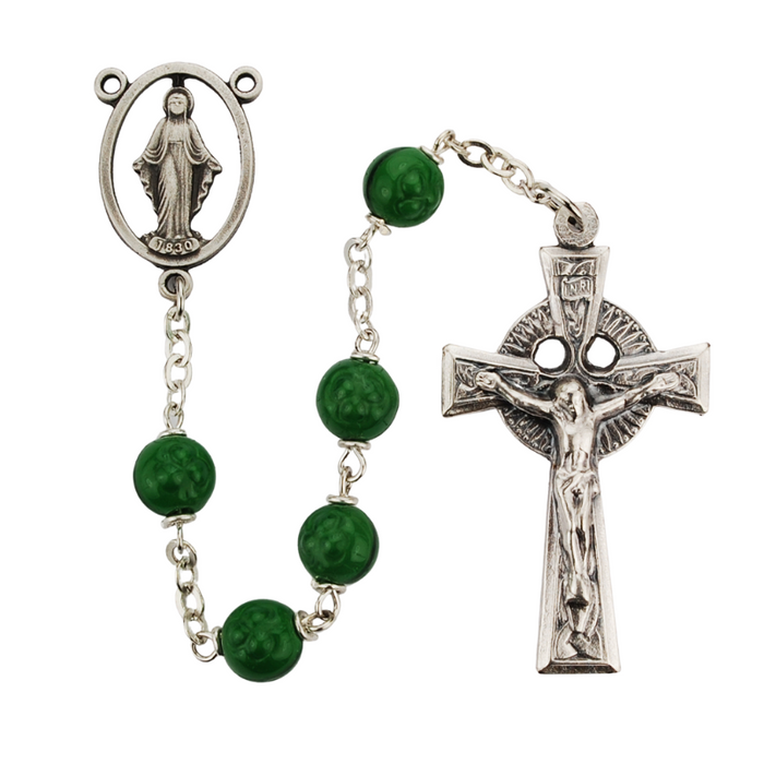 7mm Green Shamrock Rosary