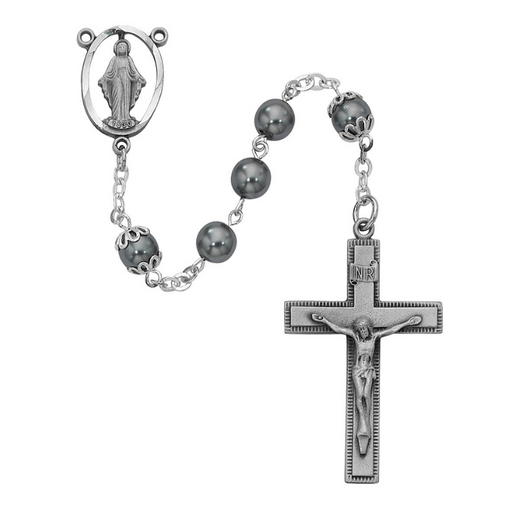 7mm Imitation Hematite Miraculous Medal Rosary Rosary Catholic Gifts Catholic Presents Rosary Gifts