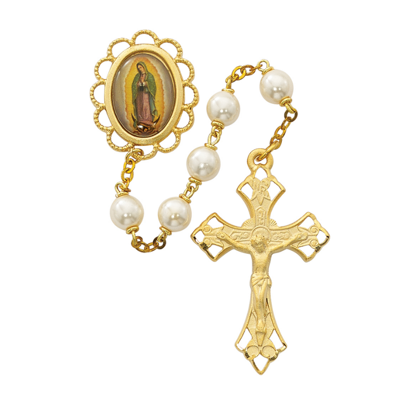 7mm Our Lady of Guadalupe Pearl Rosary Rosary Catholic Gifts Catholic Presents Rosary Gifts