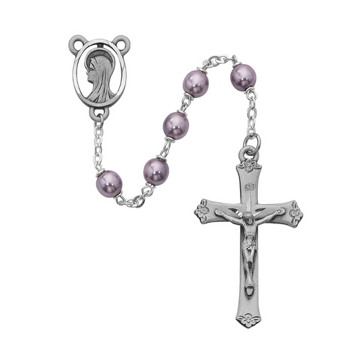 7mm Pearl Violet Blessed Virgin Rosary Rosary Catholic Gifts Catholic Presents Rosary Gifts