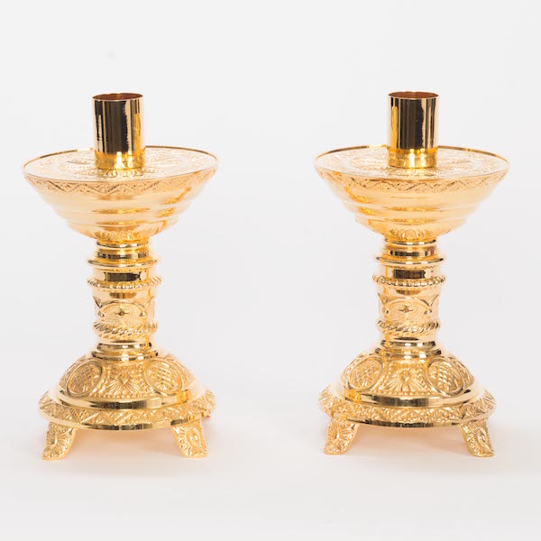 8.5" Traditional Ornate Altar Candlestick