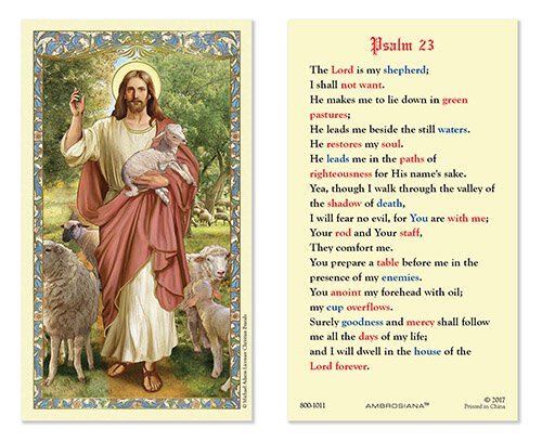 Laminated Holy Card Christ The Good Shepherd Psalm 23 - 25 Pcs. Per Package