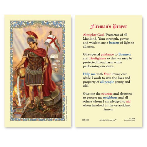 Laminated Holy Card St. Florian - 25 Pcs. Per Package