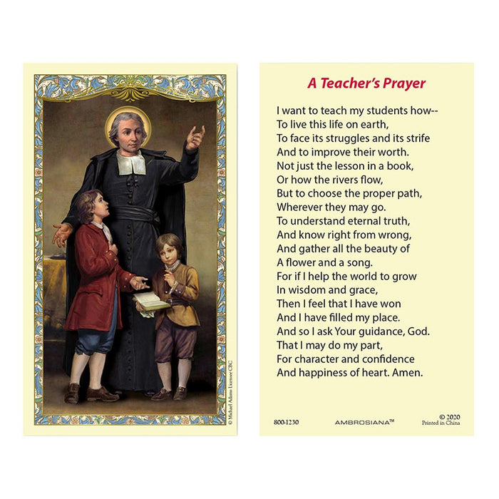 Laminated Holy Card St. John The Baptist De La Salle - 25 Pcs. Per Package