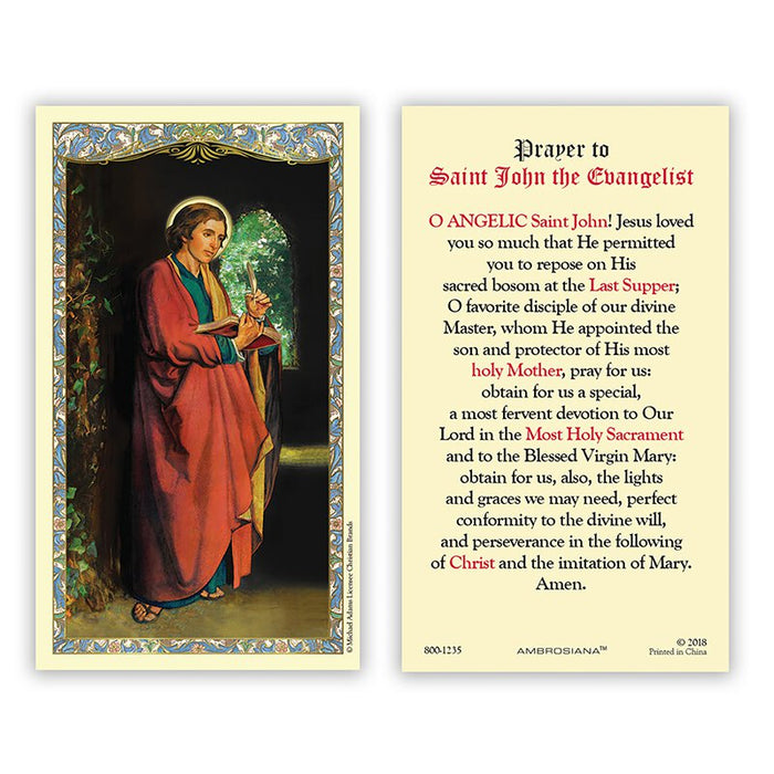 Laminated Holy Card St. John The Evangelist - 25 Pcs. Per Package