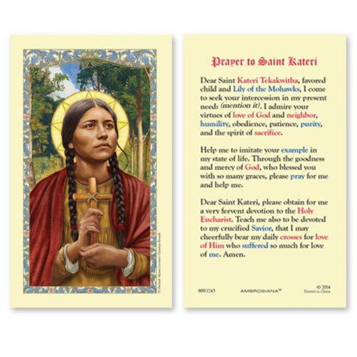 Laminated Holy Card St. Kateri Tekakwitha - 25 Pcs. Per Package