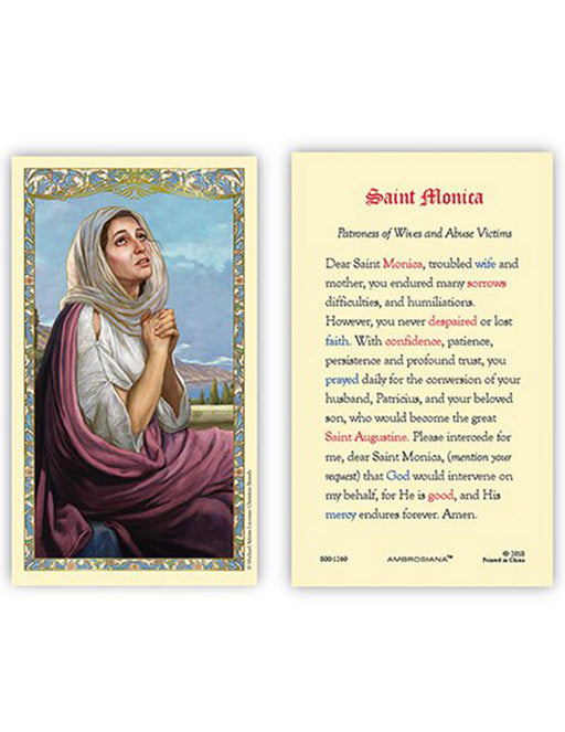 Laminated Holy Card St Monica - 25 Pcs. Per Package