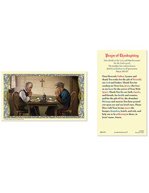 Laminated Holy Card Thanksgiving 25 Pcs. Catholic Prayer on Feast