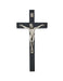 Silver Ox Corpus and INRI in 10" Black Painted Wood Crucifix