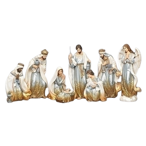 8 Piece Nativity Gold Ombre Finish Statues