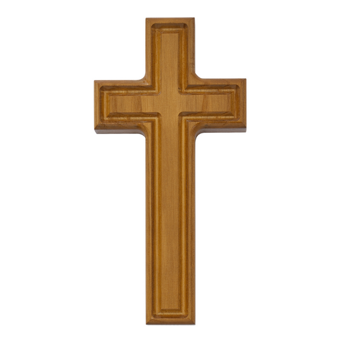 8" Walnut Stained Beveled Cross