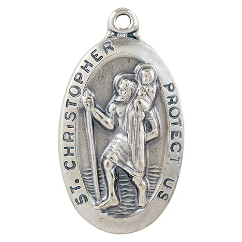 St. Christopher Oval Medal with 24" Chain