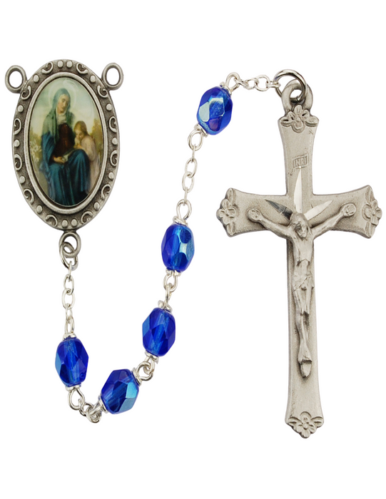 St. Anne Rosary with 6mm Blue Beads 