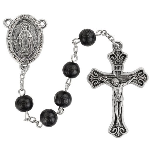 8mm Black Carved Wood Miraculous Medal Rosary Rosary Accessory Catholic Gifts Catholic Presents Gifts for all occasion 