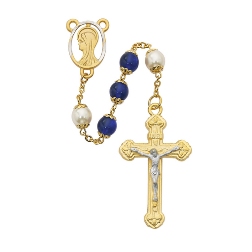 8mm Blue Pearl Capped Blessed Virgin Rosary Rosary Catholic Gifts Catholic Presents Rosary Gifts