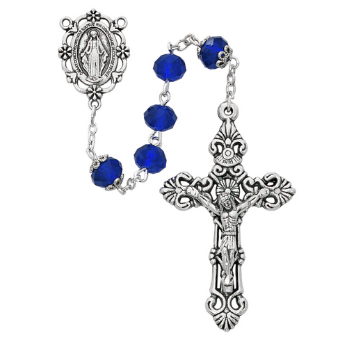 8mm Blue Sun Cut Beads Miraculous Medal Rosary Rosary Catholic Gifts Catholic Presents Rosary Gifts