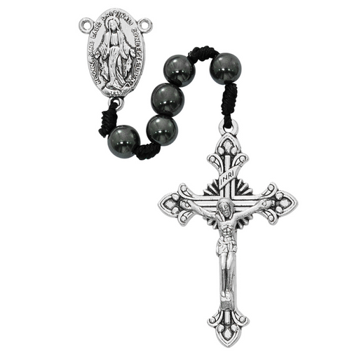 8mm Corded Hematite Beads Miraculous Medal Rosary Rosary Catholic Gifts Catholic Presents Rosary Gifts