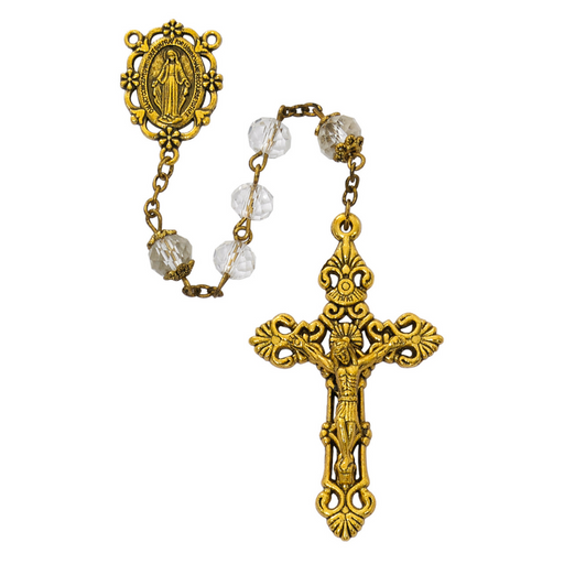 8mm Crystal Antique Gold Miraculous Medal Rosary Rosary Catholic Gifts Catholic Presents Rosary Gifts