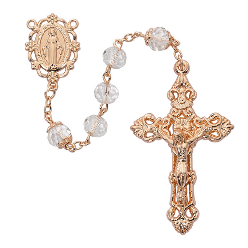 8mm Crystal Rose Gold Miraculous Medal Rosary Rosary Catholic Gifts Catholic Presents Rosary Gifts