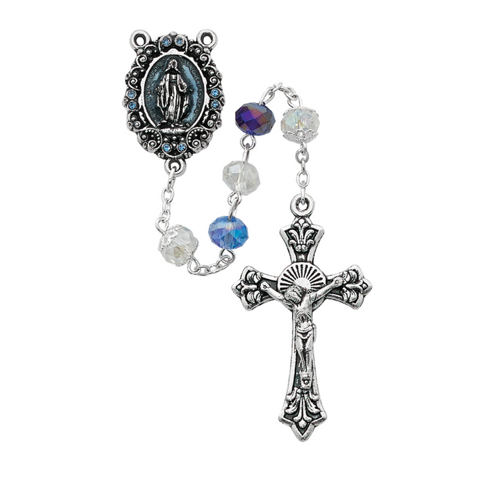 8mm Crystal Sun Cut Miraculous Medal Rosary Rosary Catholic Gifts Catholic Presents Rosary Gifts