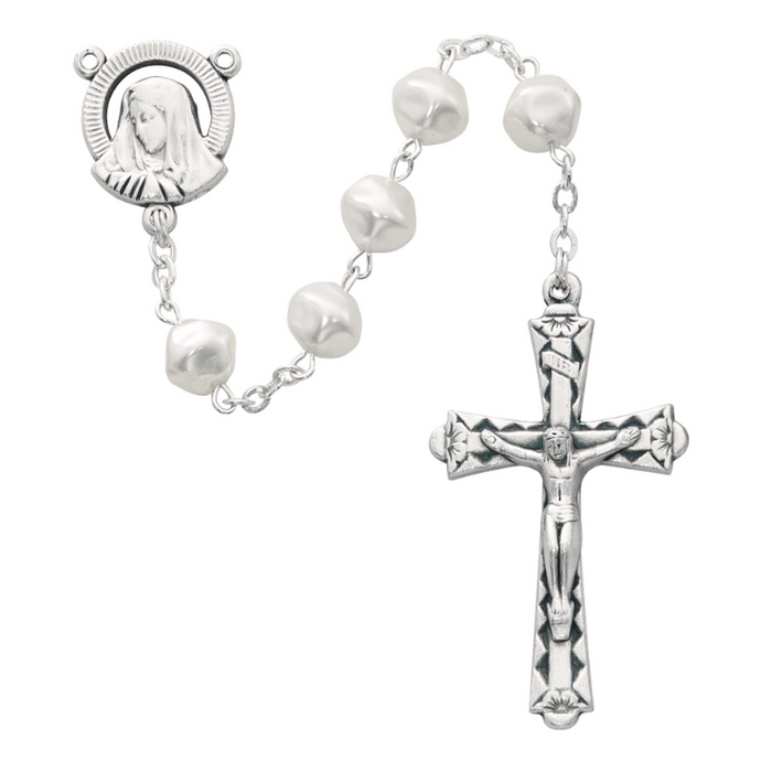 8mm Pearl Beads Blessed Virgin Mary Rosary