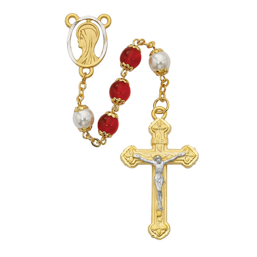 8mm Red Pearl Beads Blessed Virgin Rosary