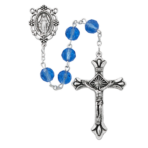 8mm Sapphire Beads Miraculous Medal Rosary Rosary Catholic Gifts Catholic Presents Rosary Gifts