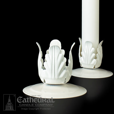 Anno Domini RCIA Candle with White Metal Stand (2 Pieces)
