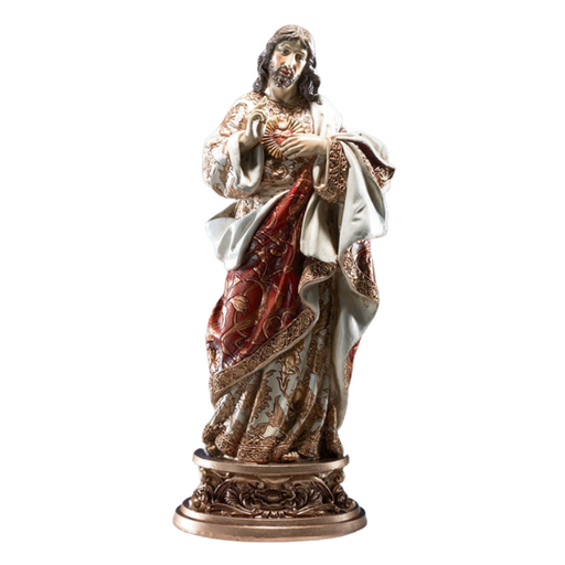 9" Sacred Heart of Jesus Statue with Ornate Base