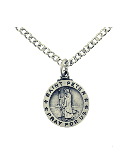St. Peter Medal St. Peter Necklace Catholic Neckl;;ace Catholic Jewelry  Catholic Gift for Dad PAtron Saint of Fisherman