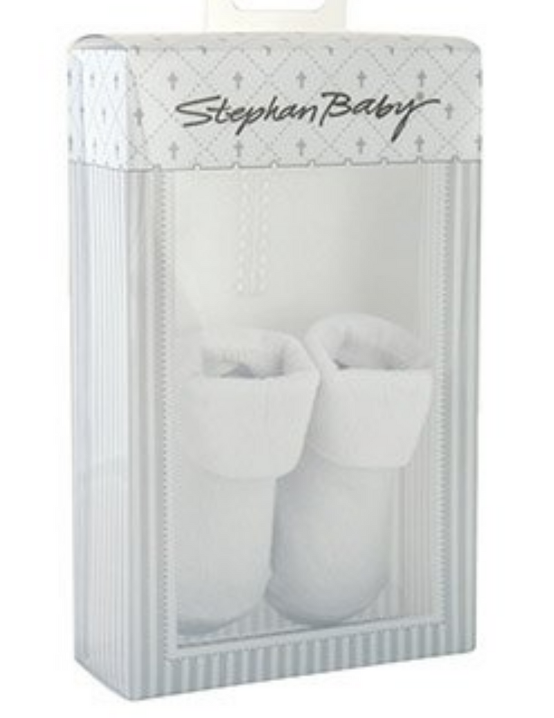 6-12 Months White Embroidered Cross Bib & Lace Sock Set perfect gift for birthday baptism or everyday clothing of you baby 