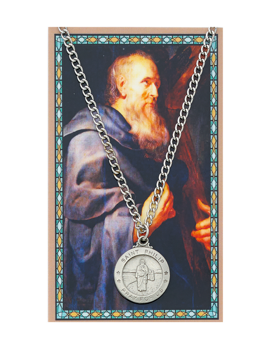 St. Philip Medal made from pewter with a 24" silver tone chain a perfect token or gift to someone special for their birthday christmas or any occasion