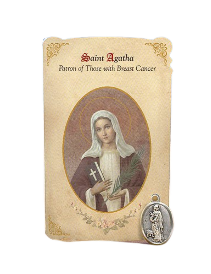 St. Agatha Medal Patron Saint of Breast Cancer Saint Agatha Prayer Card Inspirational Gift Catholic Gift Gift for healing