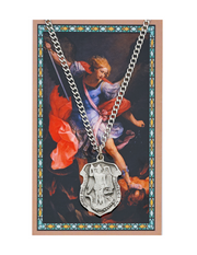 St. Michael Police Badge Medal made from pewter with an 24" silver tone chain a perfect gift to you father brother family and friend for their birthday christmas or any occasion