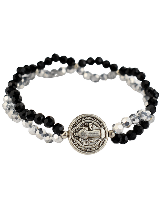 St. benedict crystal bracelet medal beautiful bracelet crystal beads catholic gifts