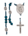 St. Michael Rosary made with Blue Wooden Beads St. Michael Center and Crucifix made from oxidized silver finished with a St. Michael Our father beads perfect personal collection or gift for mother father family and friends
