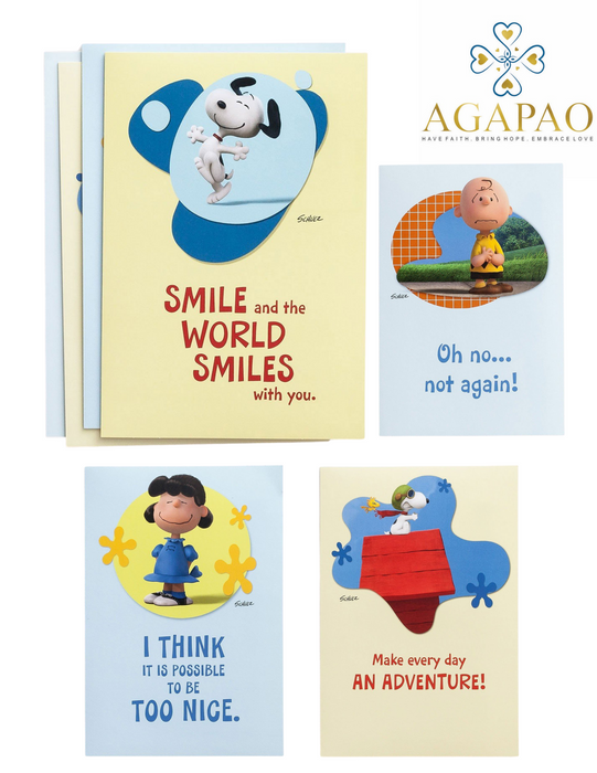 12pcs Snoopy Peanuts Birthday Greeting Cards Set of 4 beautiful peanut characted deisgns and inner scriptures and inspirational phrases a perfect gift for birthdays or any occasion for your family brother sister and friends