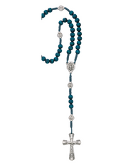 Miraculous Rosary made with Blue Wooden Beads Miraculous Center and Crucifix made from oxidized silver finished with a cross Our father beads perfect personal collection or gift for mother father family and friends